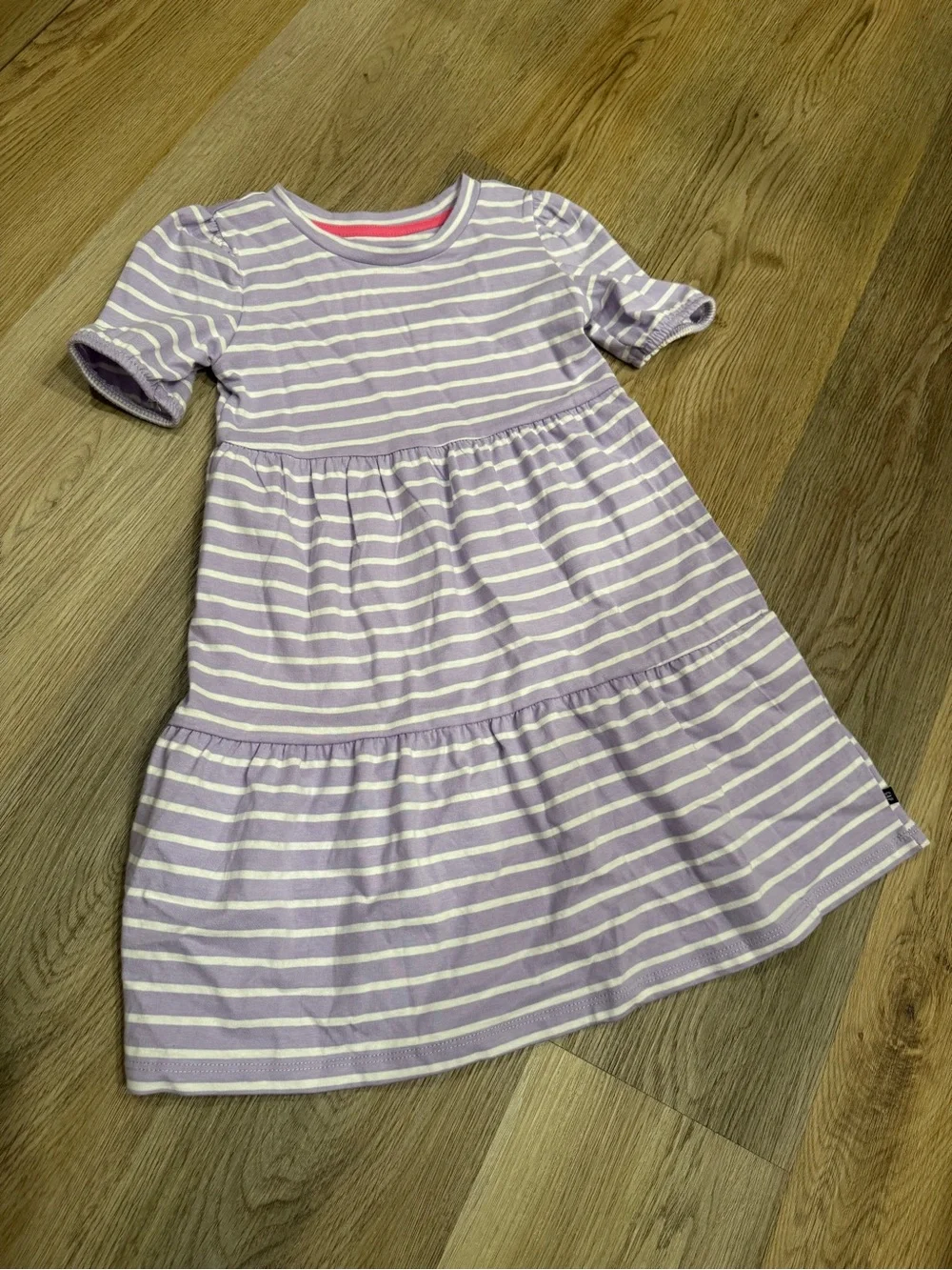 GAP Lavender & White Striped Tiered Dress